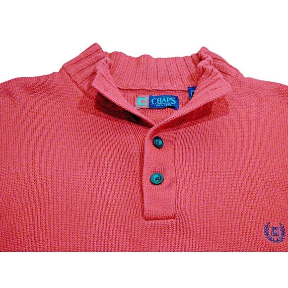 CHAPS Mens LS Winter 3 Button Henley 100% Cotton Pullover Sweater Red Size XL - Picture 5 of 11